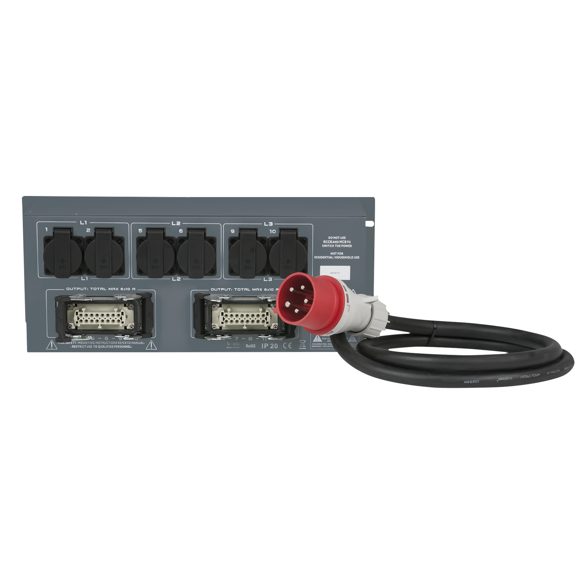 SHOWGEAR PSA-32A12M 12x MCB - Schuko + uscita Multipin