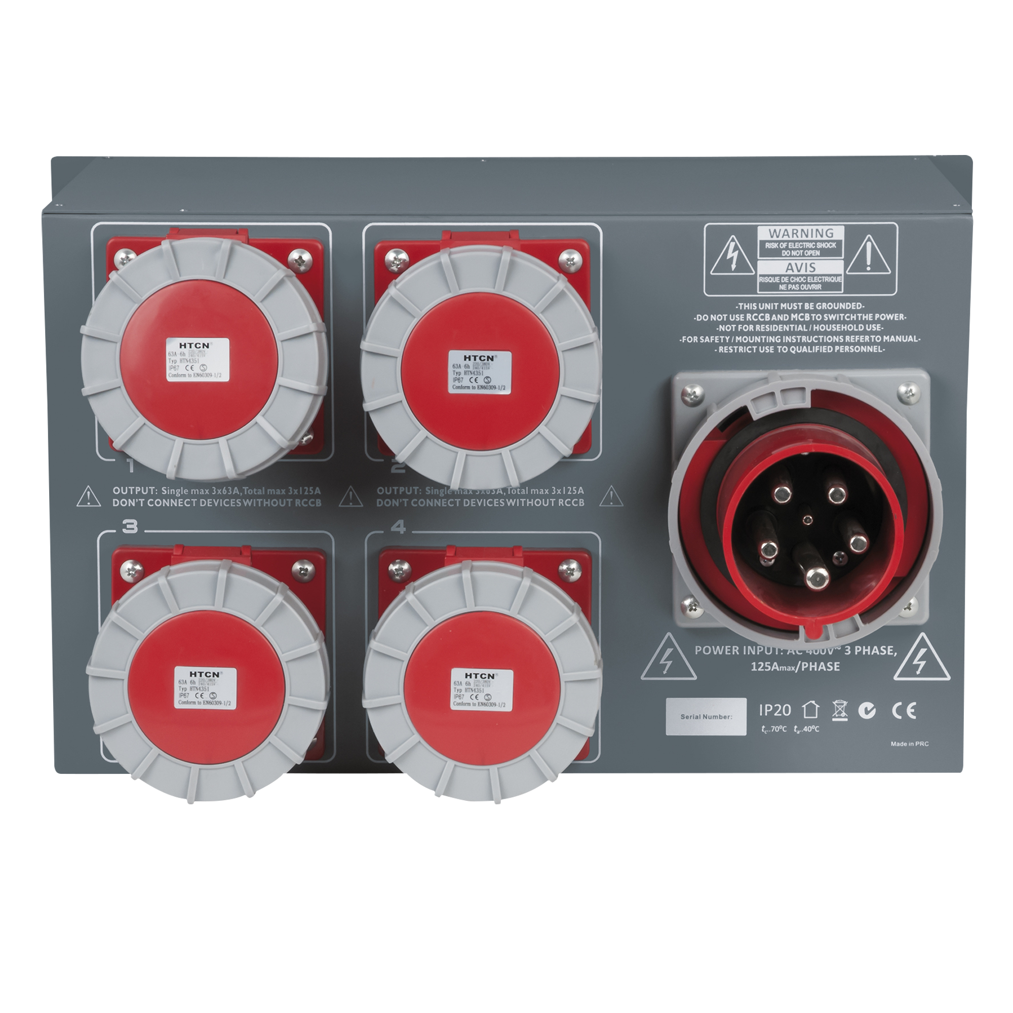 SHOWGEAR PSA-125A4C 4 x MCB - uscita CEE