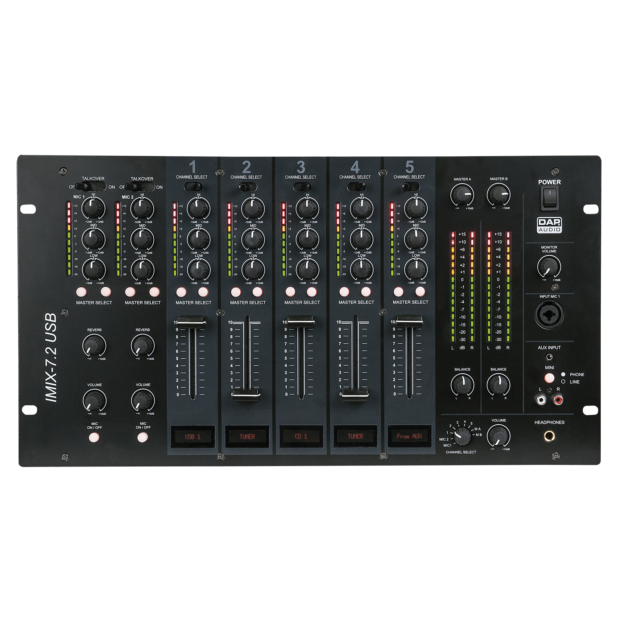 DAP IMIX-7.2 USB Mixer USB installazione 6U 7 canali - 2 zone
