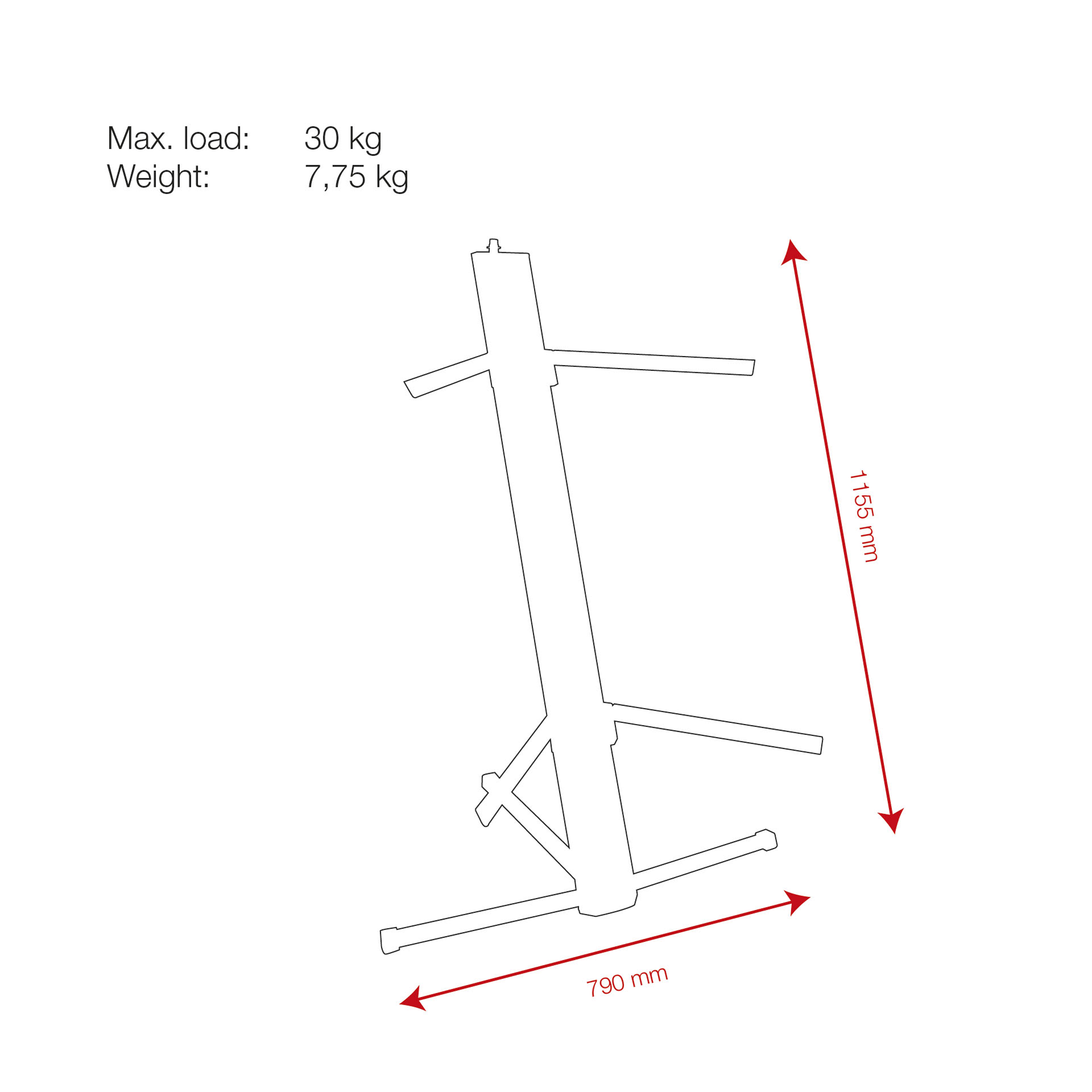 SHOWGEAR Keyboard Stand Professional Carico massimo 30 kg ogni livello