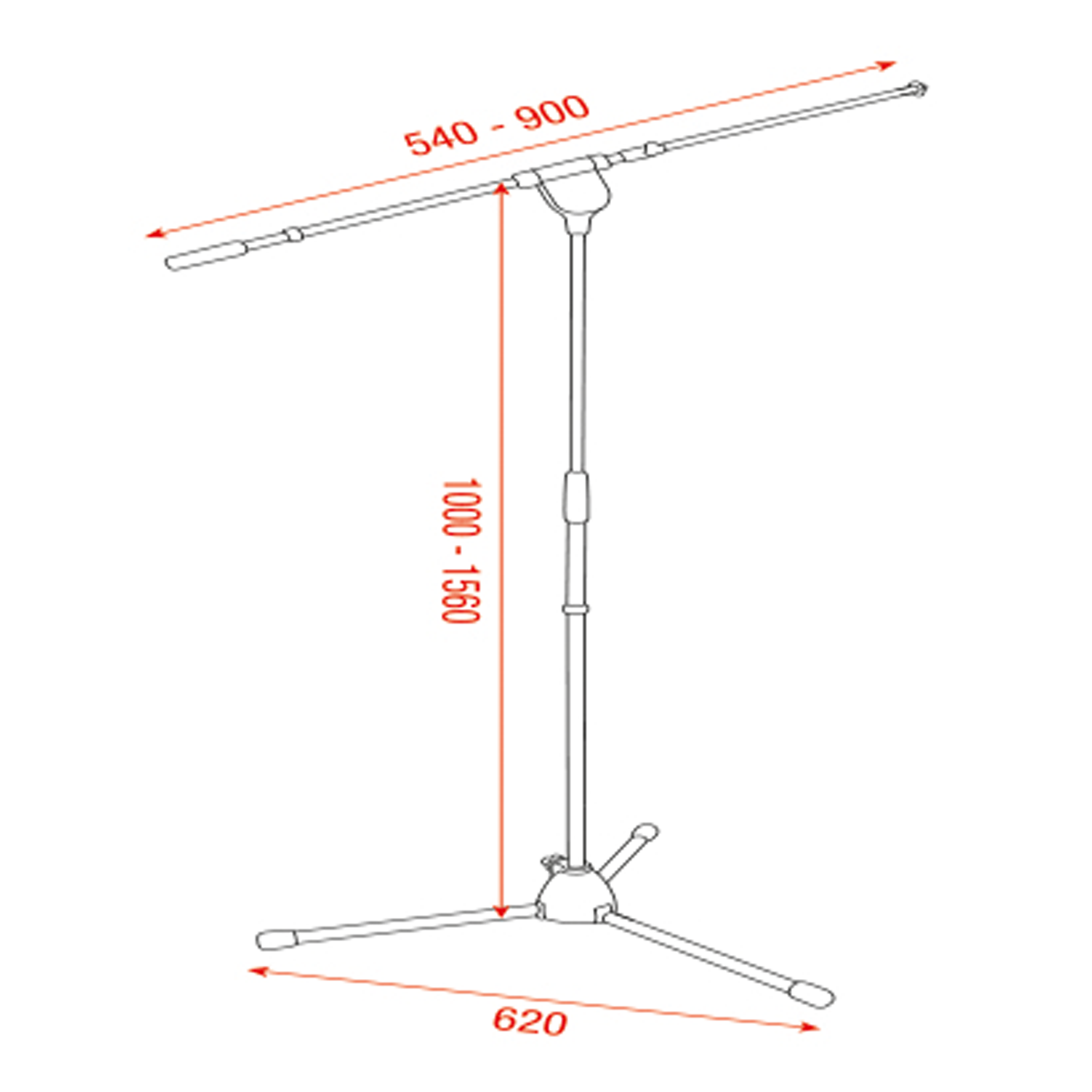 SHOWGEAR Mammoth Microphone Stand - High 1000-1560 mm