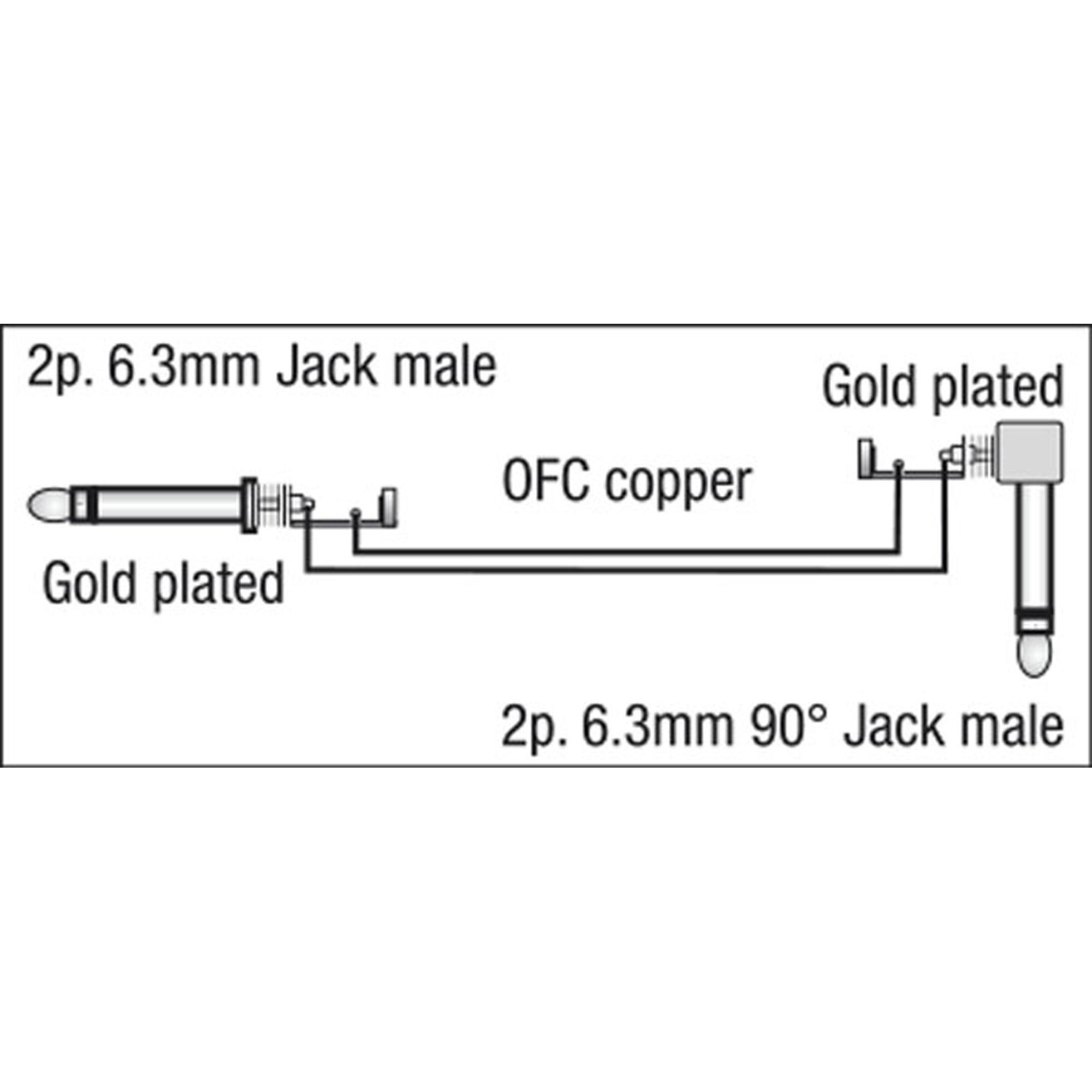 DAP FL18 - Stage Guitar Cable straight Ø 6 mm to 90° 6 m