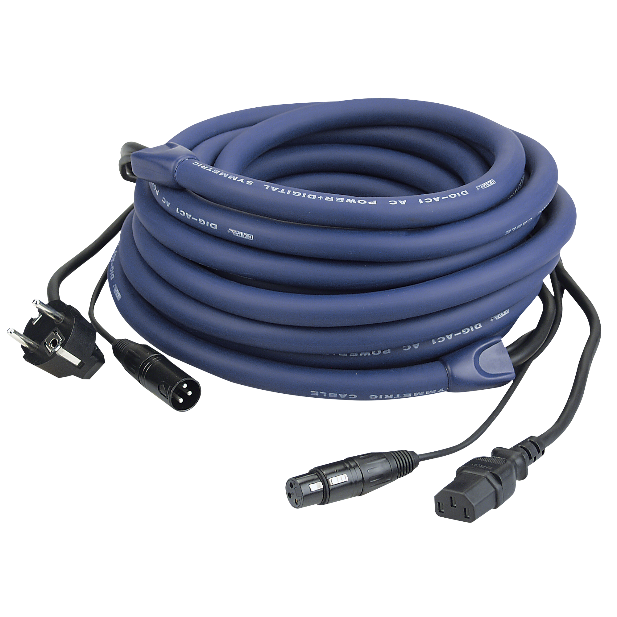 DAP FP04 - Schuko/XLR M - IEC/XLR F - DMX / Power 20 m - blu