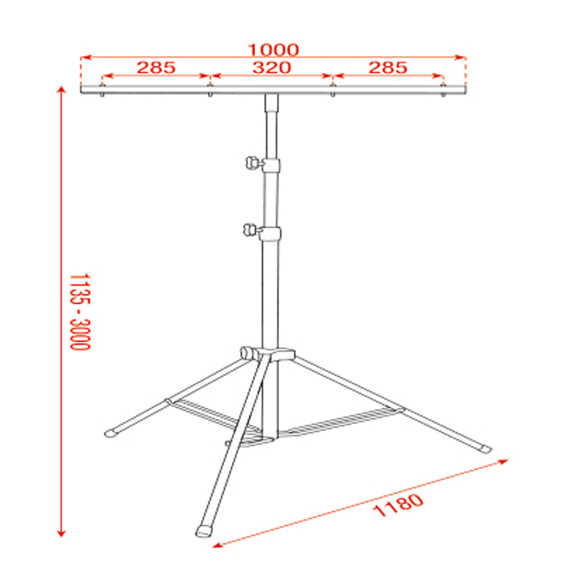 SHOWGEAR Metal Medium Light Stand Aste Mammoth
