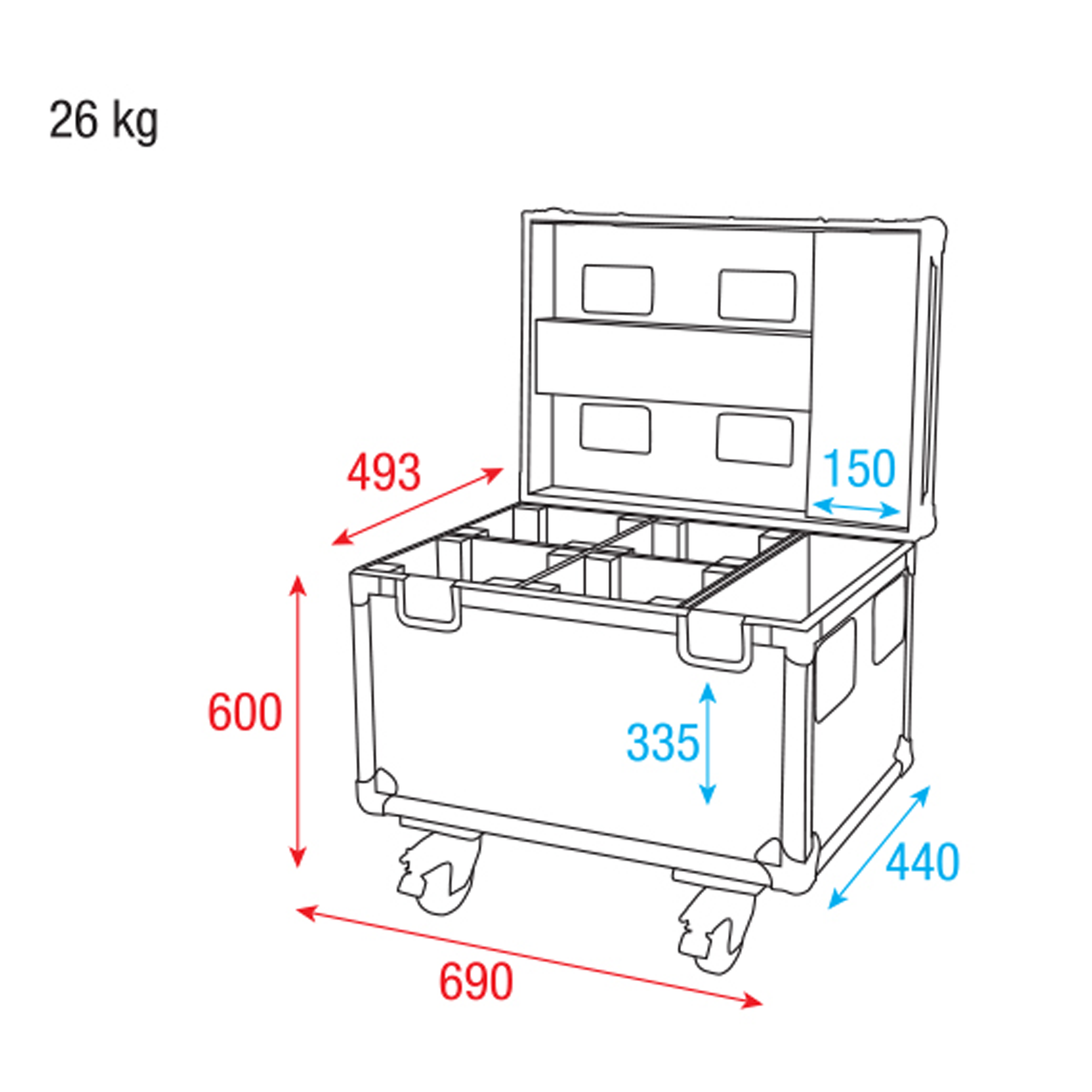 SHOWTEC Case per 4x Shark One (Spot/Wash Zoom/Wash/Combi)