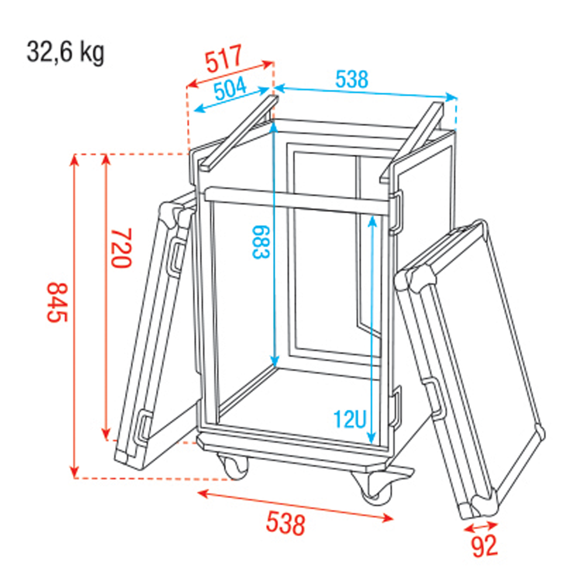 SHOWGEAR Combi Case 12U + 10U top