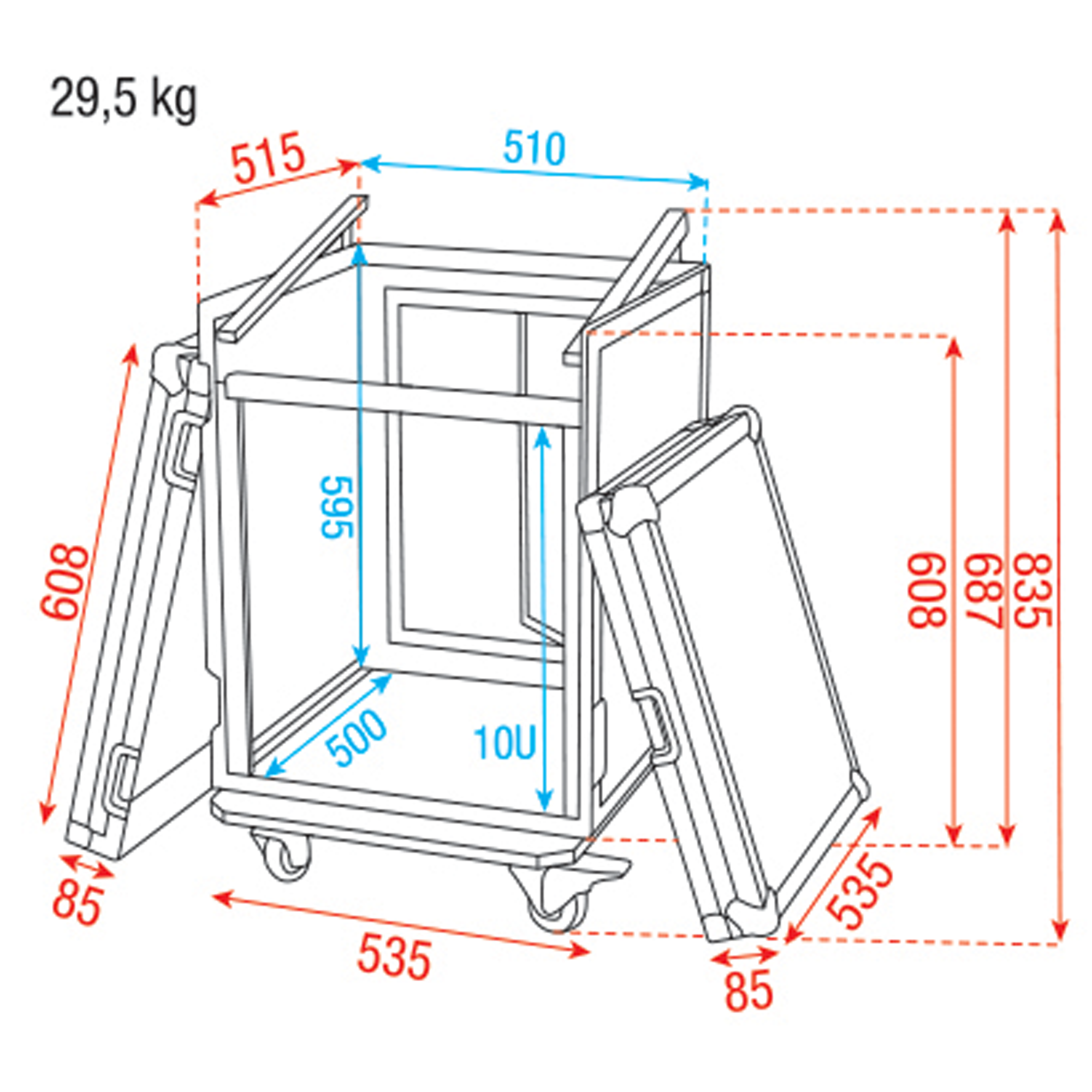 SHOWGEAR Combi Case 10U + 10U top