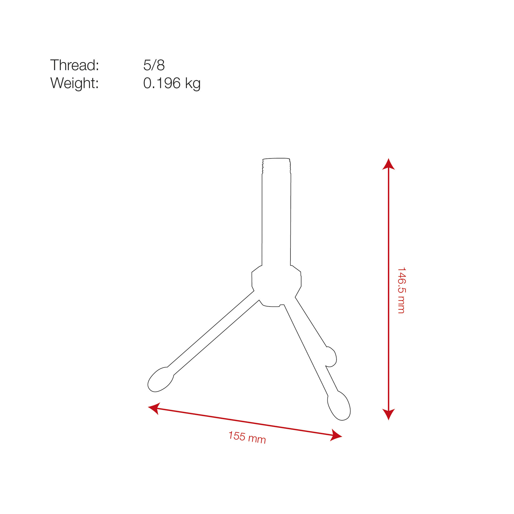 SHOWGEAR Desk Microphone Stand - Mini 146,5 mm - 5/8 filetto