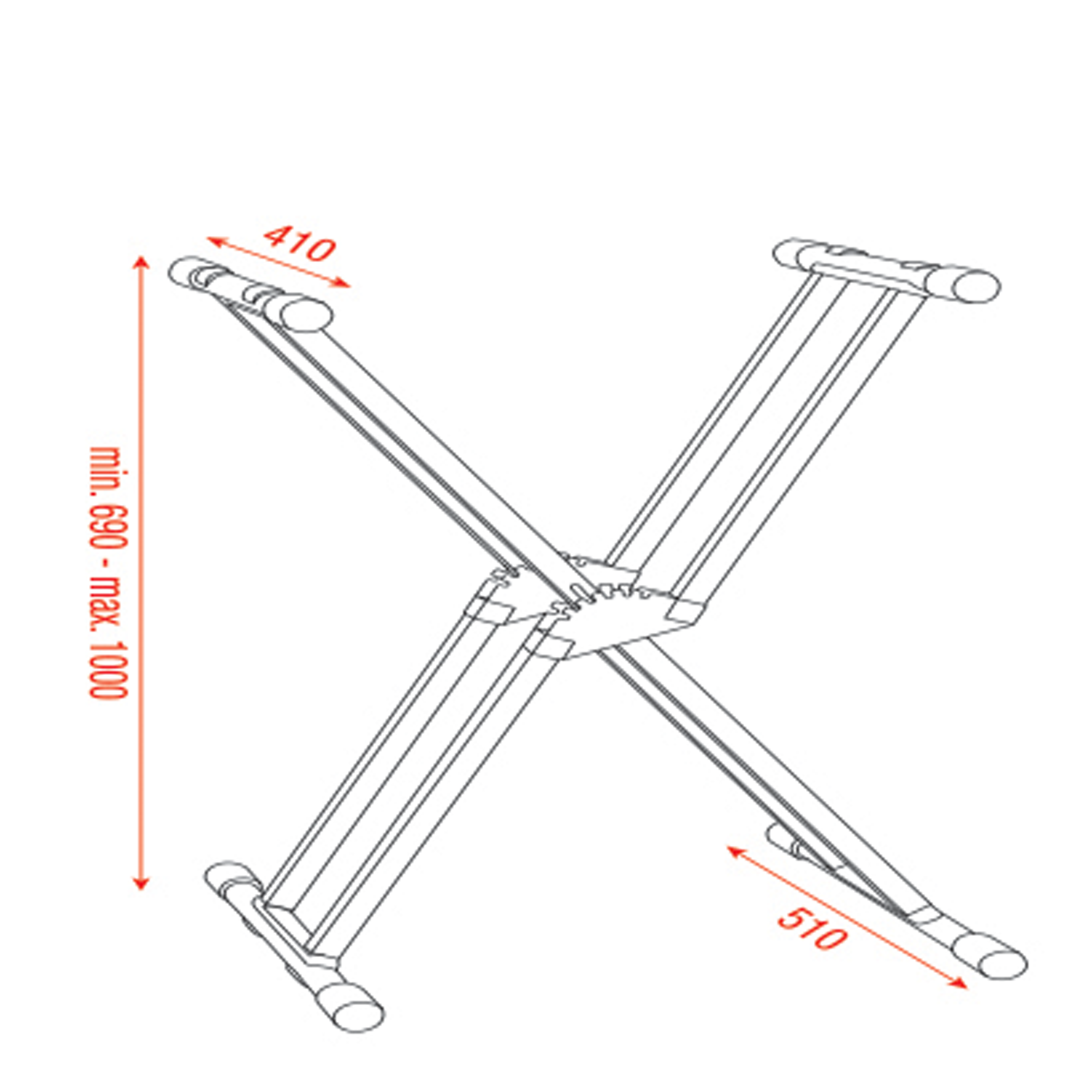 SHOWGEAR Keyboard Stand telaio doppio, piede staccabile