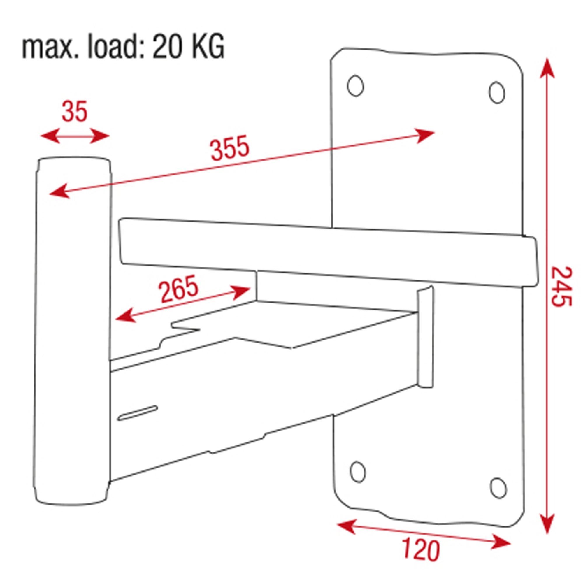 SHOWGEAR Speaker Wall Bracket 35 mm