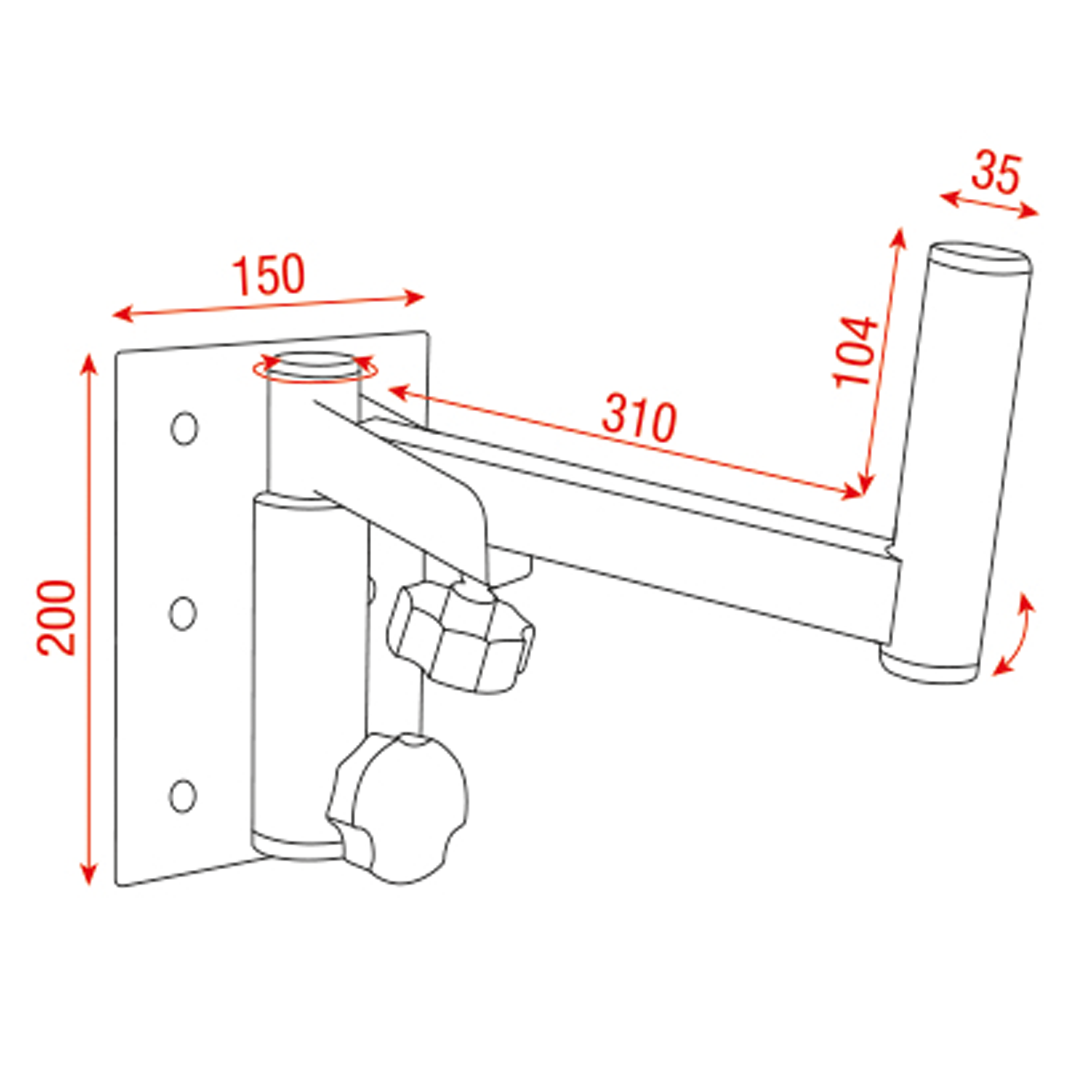 SHOWGEAR Mammoth Adjustable Speaker Bracket 35 mm